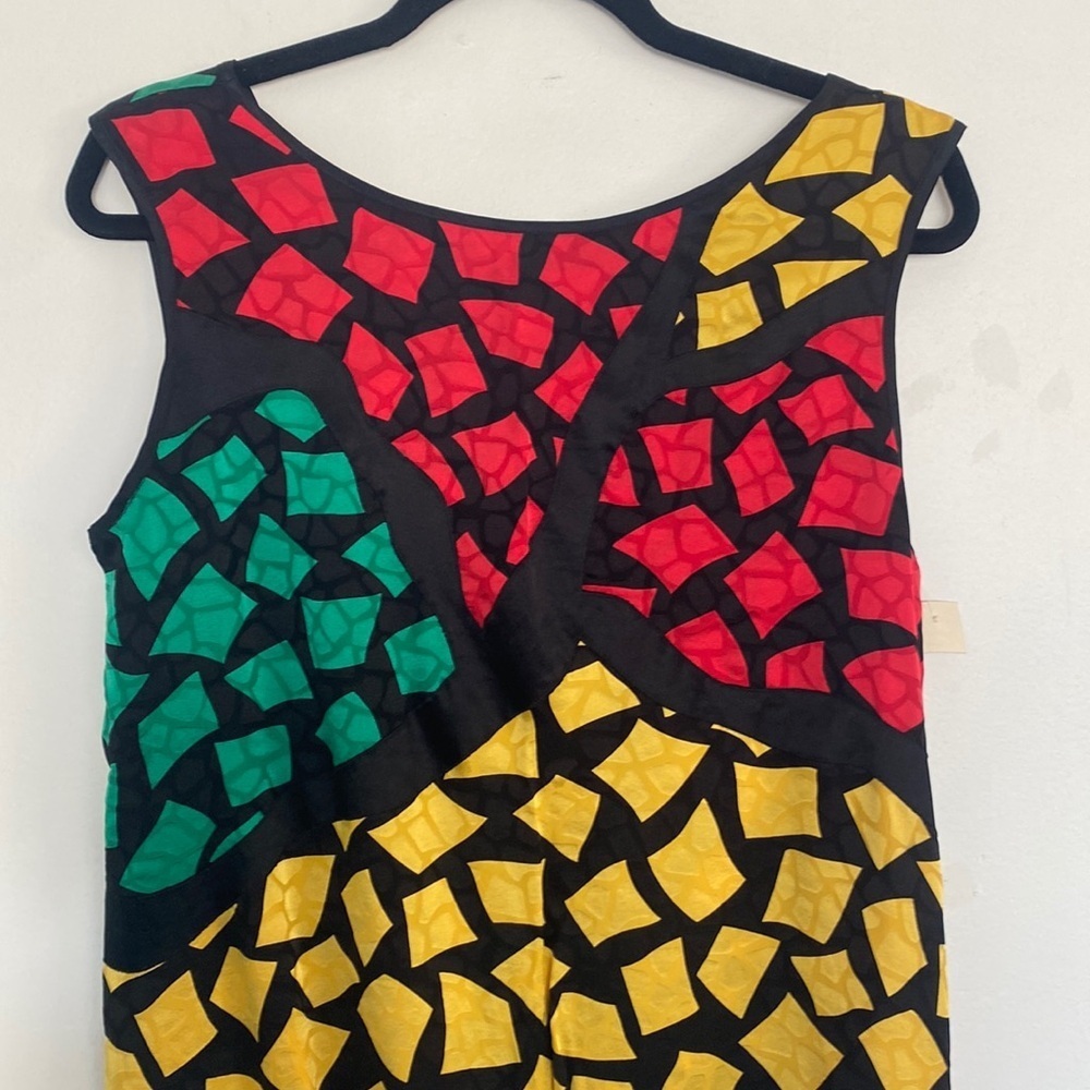 Guy Laroche Colorblock Mosaic Print Top, Sz M